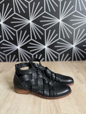 Anthropologie Woven Leather Booties